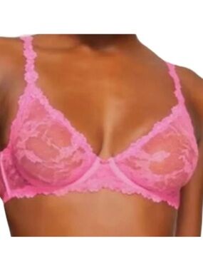 SKIMS Pink stretch Lace intimates underwire scoop bra